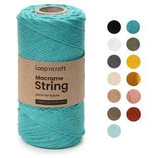 Пряжа Makrame Cord String 3 мм/Макраме Корд Стринг 3 мм, морская волна, Loop`ncraft 6142 фото