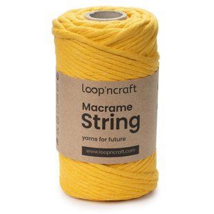 Пряжа Makrame Cord String 3 мм/Макраме Корд Стринг 3 мм, желтый, Loop`ncraft 6144 фото