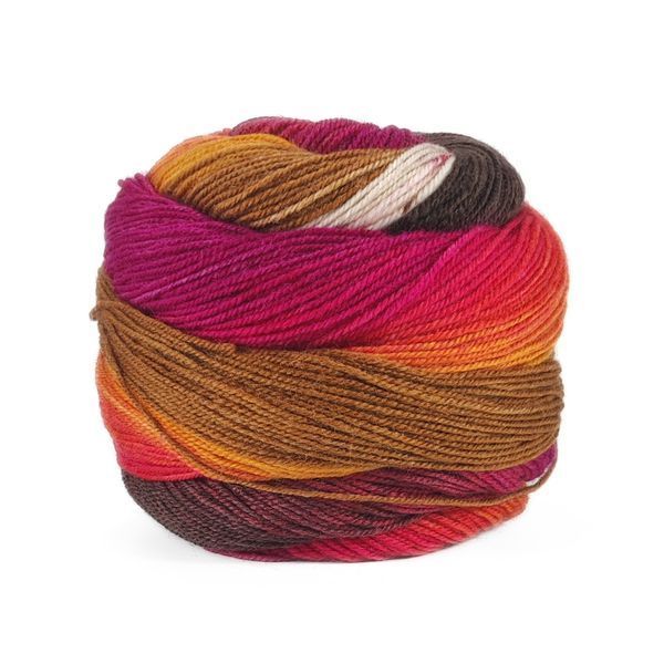 Пряжа Harmonious Sock/Хармониус Сок, коричневый-малиновый-красный-оранжевый-карамель мультиколор 8, Laines du Nord 4867 фото