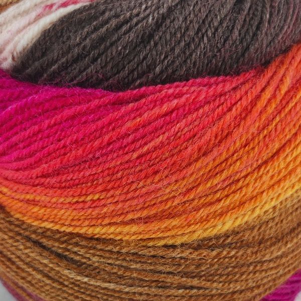 Пряжа Harmonious Sock/Хармониус Сок, коричневый-малиновый-красный-оранжевый-карамель мультиколор 8, Laines du Nord 4867 фото