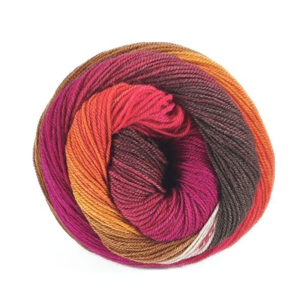 Пряжа Harmonious Sock/Хармониус Сок, коричневый-малиновый-красный-оранжевый-карамель мультиколор 8, Laines du Nord 4867 фото