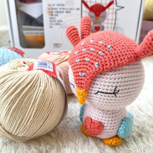 AMIGURUMI KIT/АМИГУРУМИ КИТ, набор для вязания сова Сахарная АВ005 535 фото