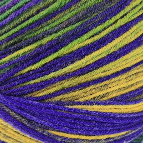 Пряжа Paint Sock 6 PLY/Паінт Сок 6 Плай, жовтий-зелений-блакитний-фіолетовий полоска 8, Laines du Nord 5167 фото