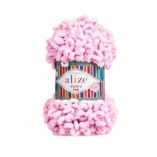 Пряжа Alize Puffy Fine/Алізе Пуффі Файн, пастельно-рожевий 185 6106 фото