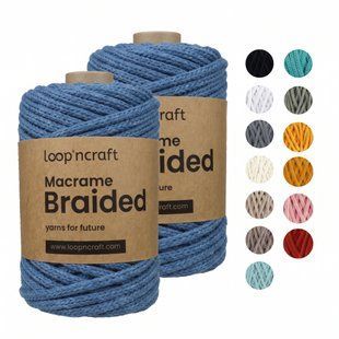 Пряжа Makrame Braidy Filled/Брейди Филлед, джинсовый синий BF25-19, Loop`ncraft 6156 фото
