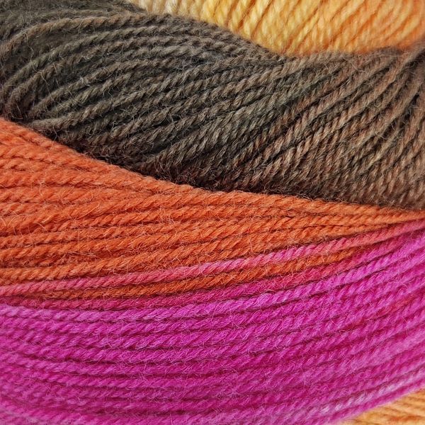 Harmonious Sock Yarn, pink-orange-yellow-beige-brown 12, Laines du Nord