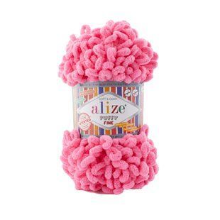 Пряжа Alize Puffy Fine/Алізе Пуффі Файн, рожева азалія 377 6107 фото