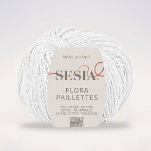 Flora Paillettes Yarn, white 0051, Sesia