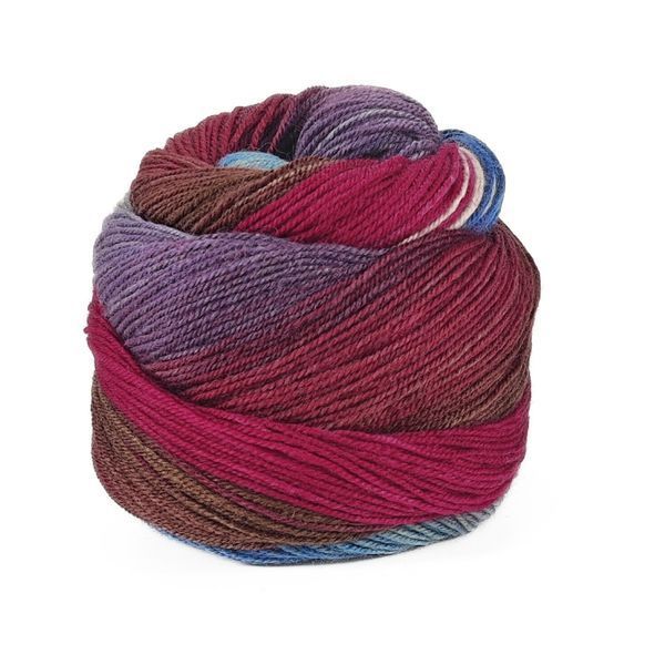 Пряжа Harmonious Sock/Гармониус Сок, малиновый-коричневый-фиолетовый-серый-голубой 13, Laines du Nord 5162 фото