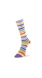 Пряжа Summer Sock Infinity/Саммер Сок Інфініті фіолетовий-жовтий-червоний-помаранчевий-бірюзовий-білий полоска 300, Laines du Nord 5706 фото