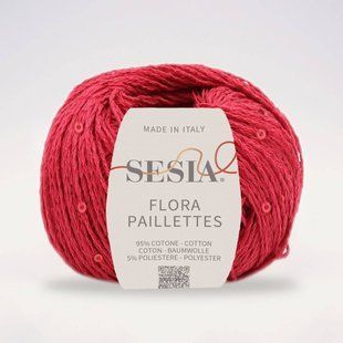 Flora Paillettes Yarn, red 0201, Sesia