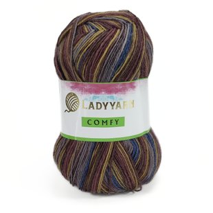 Пряжа Comfy/Комфі, синій-баклажановий-гірчичний DO067, Lady Yarn 1456 фото