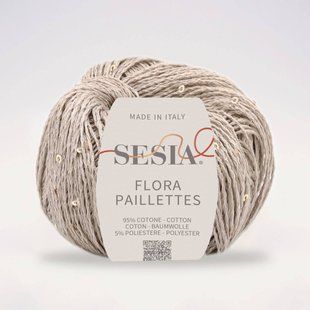 Flora Paillettes Yarn, light grey 0665, Sesia