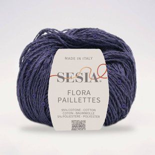 Flora Paillettes Yarn, ultramarine dark-blue 0884, Sesia
