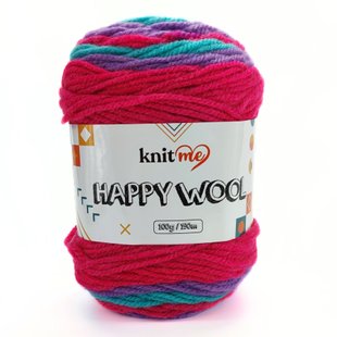 Пряжа Happy Wool/Хеппі Вул, бірюзовий-бузковий-рожевий HW14, Knit Me 1151 фото