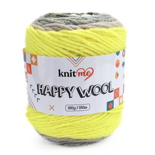 Пряжа Happy Wool/Хеппі Вул, білий-лимонний-пісок-оливковий HW6, Knit Me 1152 фото