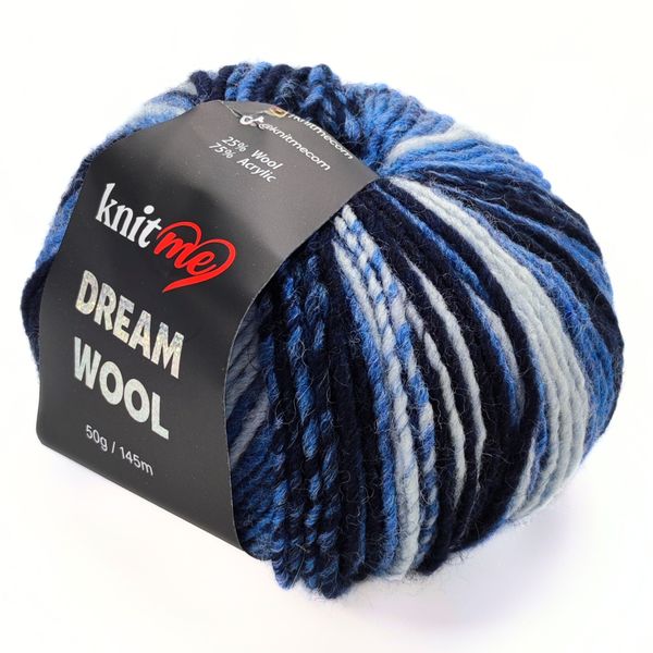 ПРЯЖА DREAM WOOL/ДРІМ ВУЛ, темно синій-синій -блакитний KD05 623 фото