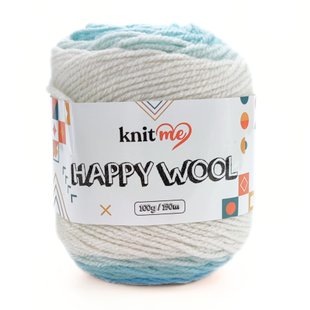 Пряжа Happy Wool/Хеппі Вул, білий-від ніжно блакитного до темно бакитного HW7, Knit Me 1153 фото