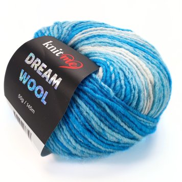 ПРЯЖА DREAM WOOL/ДРИМ ВУЛ, белый-голубой-бирюзовый KD07 625 фото