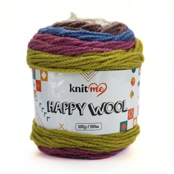 HAPPY WOOL/ХЕППІ ВУЛ, білий-коричневий-синій-бузковий-гірчичний HW18 1155 фото