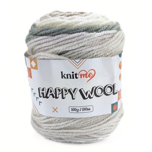 Пряжа Happy Wool/Хеппі Вул, екрю-світла ялина-молочний-світло бежевий-світло сірий HW16, Knit Me 1156 фото