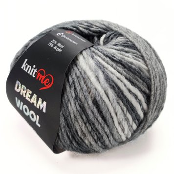 ПРЯЖА DREAM WOOL/ДРІМ ВУЛ, сірий-світло сірий-білий KD09 627 фото