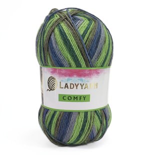 Пряжа Comfy/Комфі, синій-салатовий-сірий DO051, Lady Yarn 1457 фото