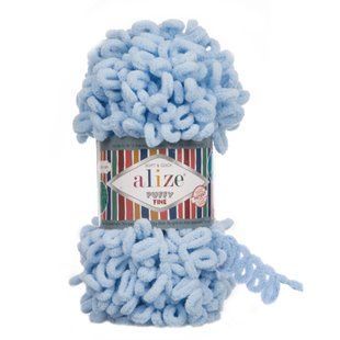 Пряжа Alize Puffy Fine/Алізе Пуффі Файн, блакитна крейда 218 3986 фото