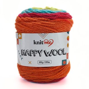 Пряжа Happy Wool/Хеппі Вул, помаранчевий-лісова ягода-світло бірюзовий-фісташковий-жовтий HW5, Knit Me 1158 фото