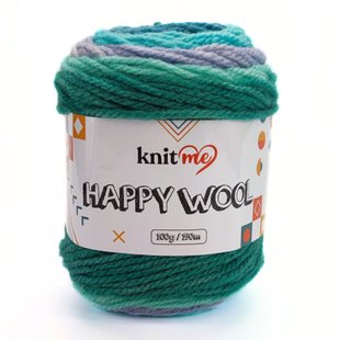 Пряжа Happy Wool/Хеппі Вул, морська хвиля-салатовий-світло сірий-бірюза HW17, Knit Me 1160 фото