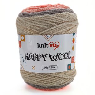 Пряжа Happy Wool/Хеппі Вул, кремовий-світло сірий-лососевий-молочний HW15, Knit Me 1162 фото