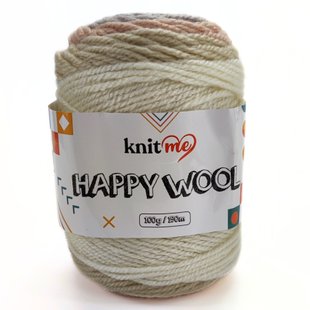 Пряжа Happy Wool/Хеппі Вул, молочний-екрю-кремовий-світло сірий-пісок HW3, Knit Me 1163 фото