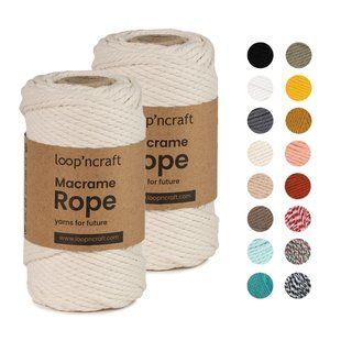 Makrame Cord Rope 3 mm Yarn, Sugar White, Loop&rsquo;ncraft