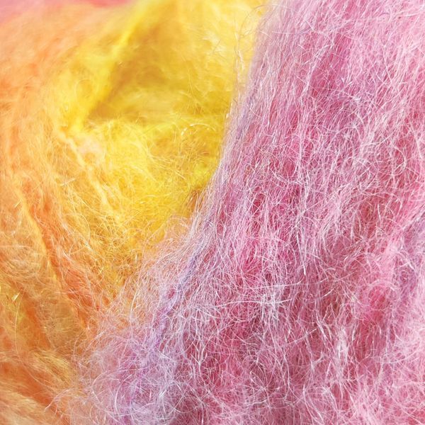 Пряжа Mohair Trend Print/Мохер Тренд Прінт, рожевий-жовтий-бірюзовий 4, Laines du Nord 4352 фото