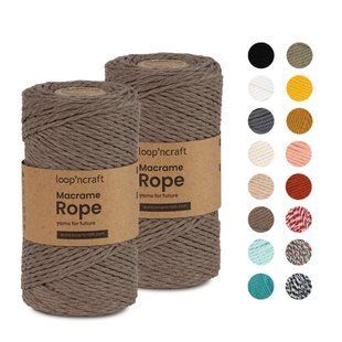 Makrame Cord Rope 3 mm Yarn, Dark Beige, Loop&rsquo;ncraft