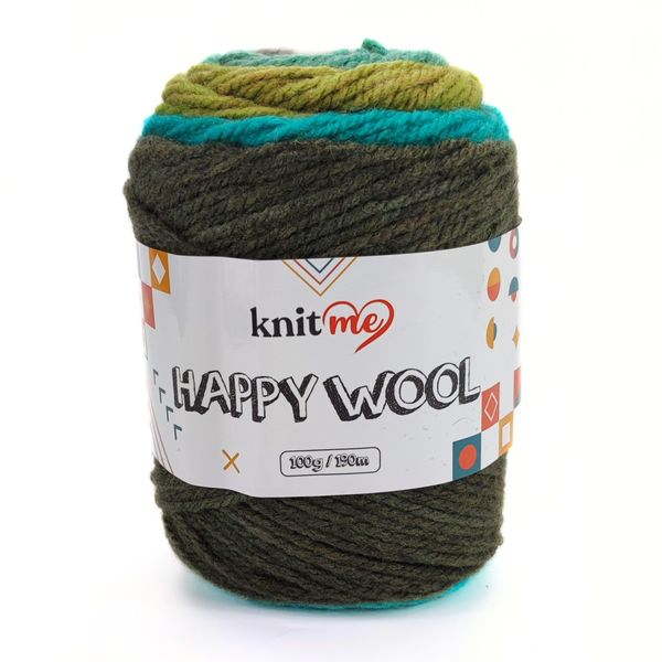 HAPPY WOOL/ХЕППІ ВУЛ, хакі-бірюза-болотяний-блакитна ялина-світло сірий HW19 1166 фото