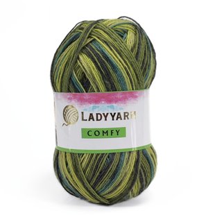 Пряжа Comfy/Комфі, хакі-оливковий-антрацит P4311, Lady Yarn 1458 фото