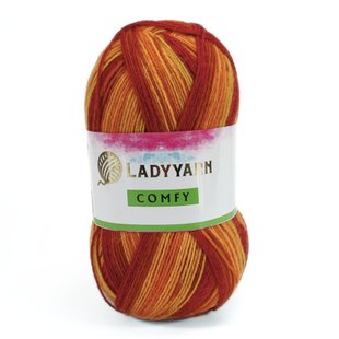 Пряжа Comfy/Комфі, жовтий-помаранчевий-червоний P4312, Lady Yarn 1459 фото