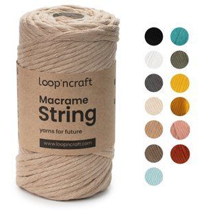 Пряжа Makrame Cord String 3 мм/Макраме Корд Стринг 3 мм, бежевый, Loop`ncraft 6140 фото